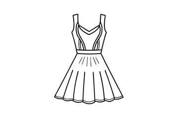 Elegant Dress Outline Illustration For Fashion Design And Coloring Books Projects