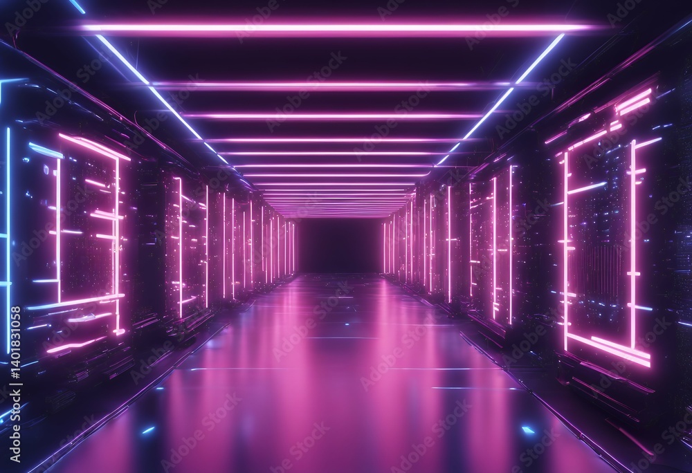 Poster background structure artificial connection center bright lights illustration neon data intelligence 