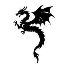 Naklejka premium dragon tattoo sticker silhouette vector file.