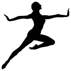 Silhouette of Woman Ballet Dancer. Isolated on White Background.