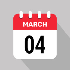 4 march calendar icon vector background. Vector schedule symbol.