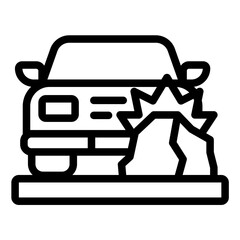 collision crash outline icon with car hit rock © andinur