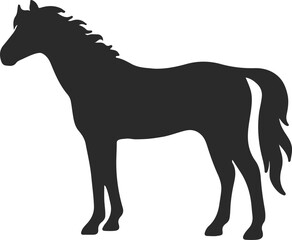 Elegant Horse Silhouette Icon – Standing Horse Vector Illustration for Equestrian Themes