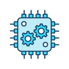 Microchip with Gear for System Settings Icon Design