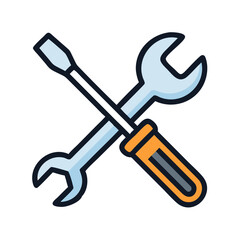 Wrench and Screwdriver for Technical Support Icon Design