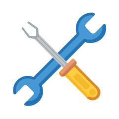 Wrench and Screwdriver for Technical Support Icon Design