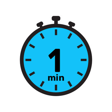 1 minute Timer, clock, stopwatch isolated icons. Countdown timer symbol. Minute timer, Time measure, Chronometer, Alarm.