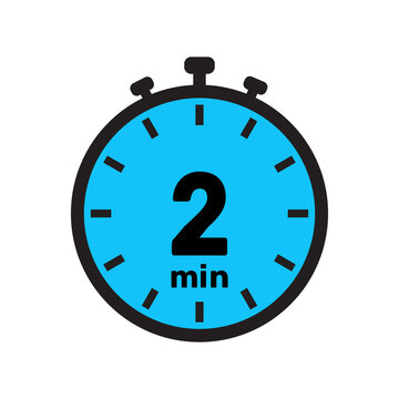 2 minute Timer, clock, stopwatch isolated icons. Countdown timer symbol. Minute timer, Time measure, Chronometer, Alarm.