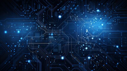 Fototapeta premium Blue Circuit Board Background | Futuristic Technology Blueprint Digital Design for Tech Projects