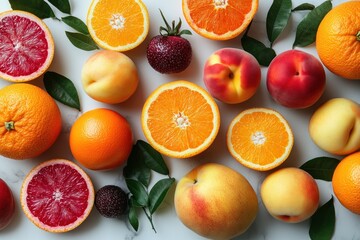 Vibrant Citrus and Peach Still Life