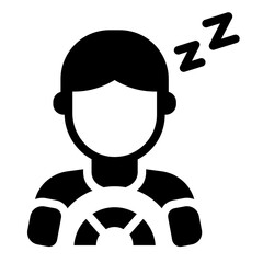 asleep driver glyph icon causing road accident
