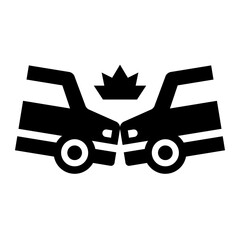 crash impact glyph icon for head on car collision