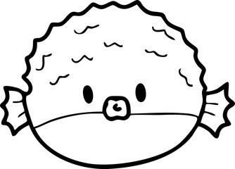 Aquatic animals, Sea animals, Summer, Illustration, Vector, Coloring book