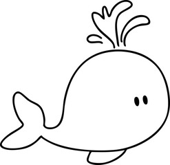 Aquatic animals, Sea animals, Summer, Illustration, Vector, Coloring book