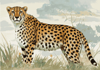 Horizon hunter cheetah isolated watercolor vector illustration svg 