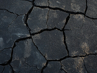 Obraz premium A close-up view of cracked, dry soil, highlighting the harsh effects of drought or environmental changes.