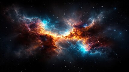 a cosmic nebula painted on a canvas of deep indigo