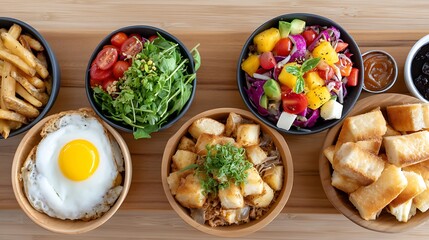 Close-up of Vibrant Brunch Dishes Showcasing Fresh Ingredients and Colorful Presentation
