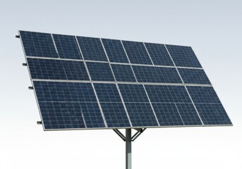 A solar panel array against a bright sky showing renewable energy technology and sustainability in action