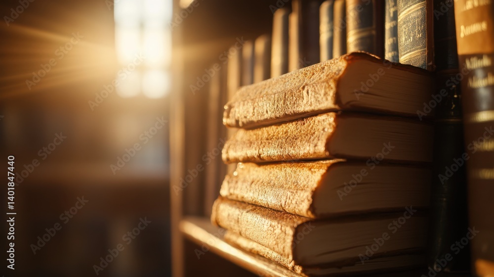 Poster a book with pages made of toast placed on a library shelf