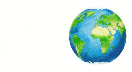 Fototapeta premium World Globe Illustration Earth Continents and Oceans Isolated on White