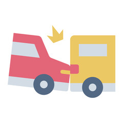 car damage flat icon from rear end crash hit