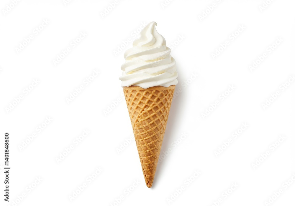 Aufkleber a vanilla soft serve ice cream cone isolated on a white background in a studio shot overhead view