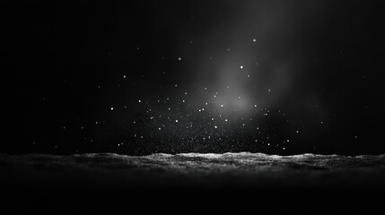 A dramatic image showcasing droplets of water suspended in the air against a dark background, creating a sense of motion and depth.
