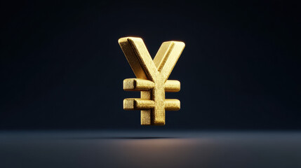 A golden yen symbol stands prominently against a dark background, symbolizing wealth and currency.