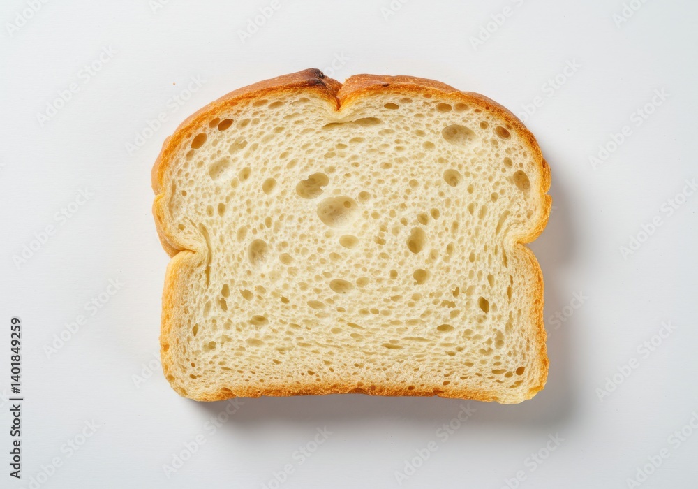 Aufkleber a single slice of toasted bread with a golden crust on a white background in a studio shot
