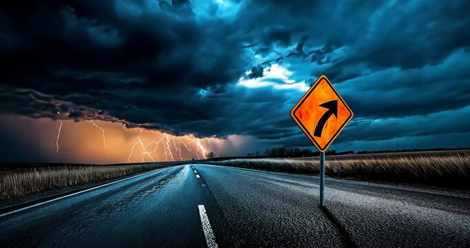 Uncertainty Sign with Lightning Flash