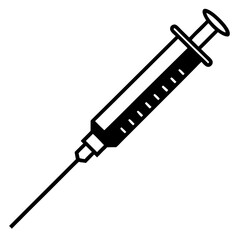 Black And White Syringe Icon Illustrating Medical Healthcare And Vaccination Concept