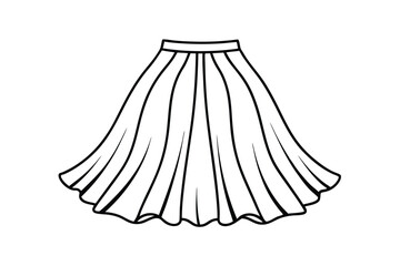 Flared Skirt Fashion Illustration Line Art Design Template Graphic Resource