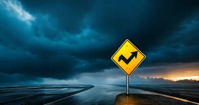Uncertainty Sign in Stormy Sky