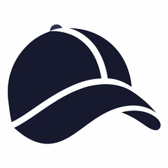 Dark Blue Baseball Cap Vector Illustration On White Background With Simple Design