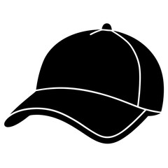 Black Baseball Cap Icon Vector Graphic For Sports And Fashion Design