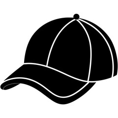 Black And White Baseball Cap Vector Graphic Icon Design Illustration