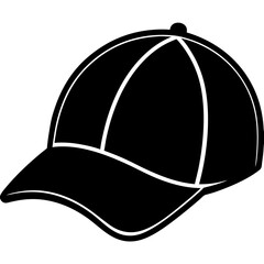 Minimalist Black Baseball Cap Vector Illustration Isolated On White Background