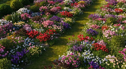 Obraz premium Vibrant Spring Meadow with Colorful Flowers and Sunlight