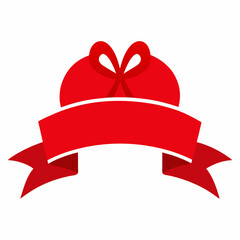 Red Banner With Bow Vector Illustration Graphic Design Element For Decoration