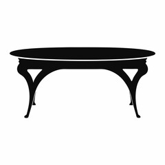 Elegant Coffee Table With A Round Top Silhouette Design Vector