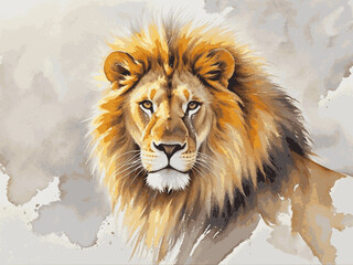 Majestic mane wash lion isolated watercolor vector illustration svg 