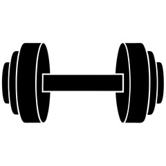 Isolated Black Silhouette Of A Dumbbell Fitness Equipment For Strength Training