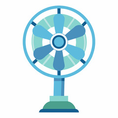 Stylish Blue Electric Fan Illustration For Cooling And Ventilation Design Element