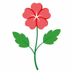 Isolated Stylized Hibiscus Flower Illustration With Leaves On A White Background