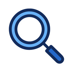 Blue Magnifying Glass Icon For Search Analysis And Exploration On Black Background