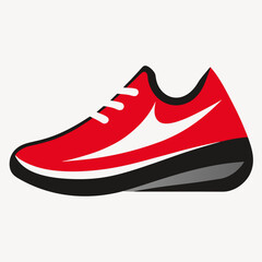 Red Sports Shoe Illustration Vector Isolated Style For Athlete Fitness And Exercise