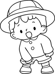 Cartoon Cute Kids Go To School Illustration Coloring Book