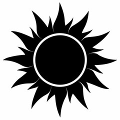Minimalistic Sun Symbol Black And White Vector Illustration Graphic Design Element