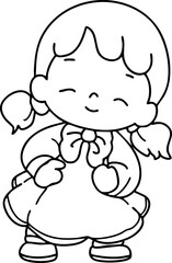 Cartoon Cute Kids Go To School Illustration Coloring Book